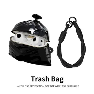 3D Cute Funny Garbage Bag Wireless Bluetooth Headset Cases for Apple Airpods 1 2 3 Pro 4 2024 Protection Headphones Cover Case