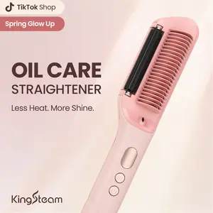 Kingsteam Smoothfix Pro Essential Oil Compatible Straightener Brush with Scrunchie and Hairpin