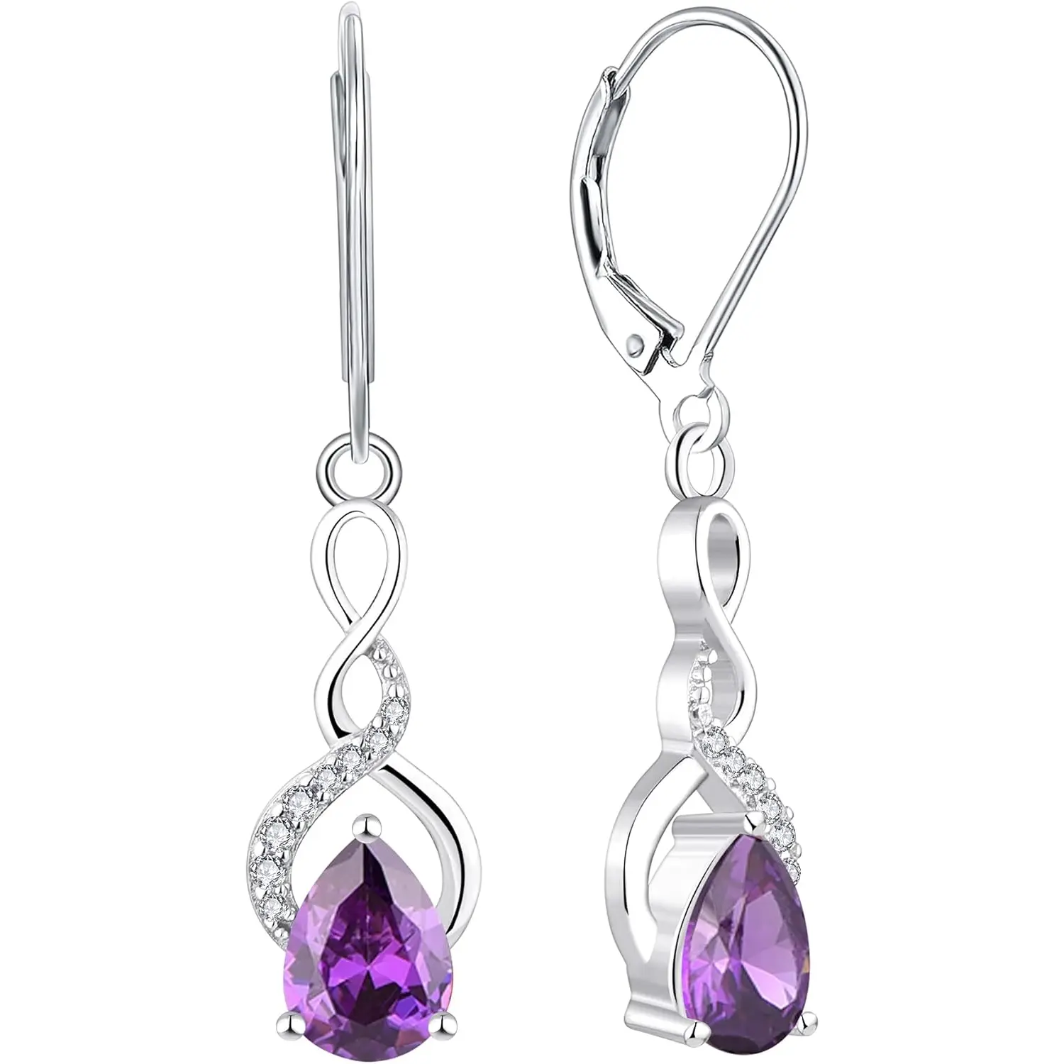 YL Dangle Drop Earrings 925 Sterling Silver Infinity Leverback Earrings Birthstone Jewelry Gifts for Women YL Jewelry