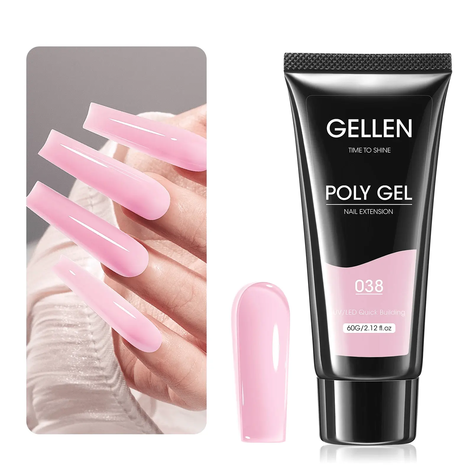 Gellen Poly Gel Nail Extension Gel 60g – Baby Pink Builder Gel, Long-Lasting Professional Nail Extension Gel for Salon & Easy DIY Durable Gentle