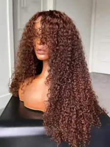 26 Inch Soft Non-Stick Pre-Bleached Long Wig, 180% Density Daily Deep Bangs Curly Hair, 13x4x1 Lace Front Full Cap, High Heat Resistant, Afro Curly Wig