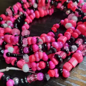 Mixie Pink 60 inch tie on waistbead