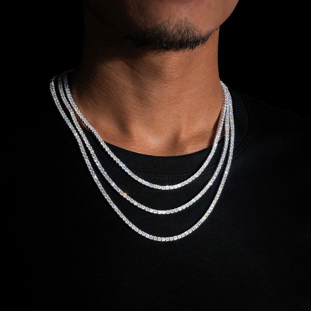 ESKEEM Copper 2/3/4/5mm Moissanite Tennis Chain Luxury Hip Hop VVS Moissanite Tennis Necklace Men Women Jewelry