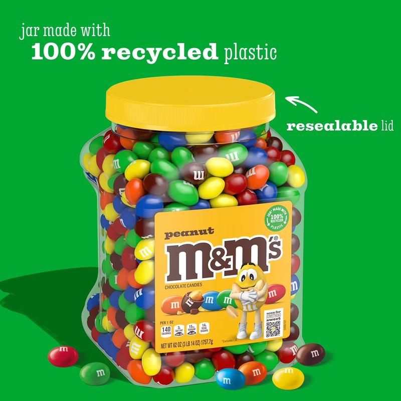 M&M'S Peanut Milk Chocolate Candy 62 oz Snack Bonbon Dessert with Tasty Peanut and Milk Chocolate Flavor Perfect for Sharing Generous Size for Parties and Gifting