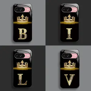 Suitable for [Google Pixel 9] New high-end crown letter glass mobile phone case new business simple explosion-proof mobile phone case affordable anti-fall anti-fingerprint 995