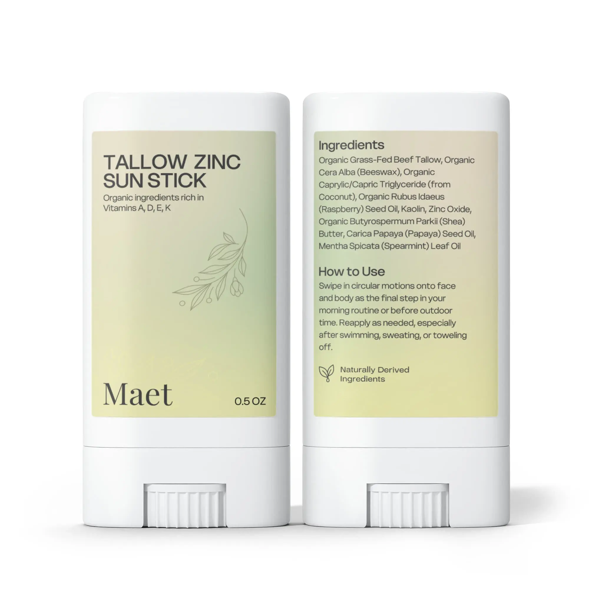 2 Pack Tallow Zinc Sun Stick