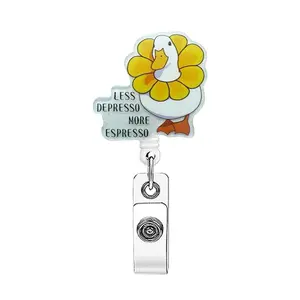 Cute Duck Design Badge Holder, 1 Count Retractable Badge Reel, Creative ID Card Holder for Student Office Staff Doctor Nurse Teacher, Badge Decoration