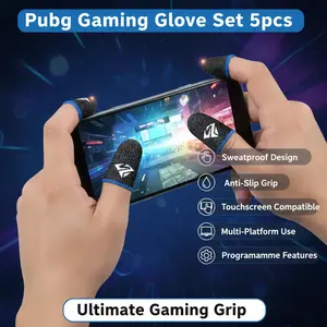 5 Pcs Mobile Game Fingertip Gloves PUBG Gamer Sweatproof Anti-slip Touch Screen Finger Sleeve Light Controller Wall Mount Kit Multi-Platform Programmable Foot Pedals Ergonomic Anti-Fingerprint Joystick Series XS Racing Wheel Overdrive