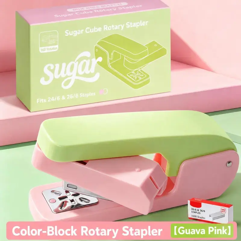360 Degree Rotating Swing Arm Stapler, Long Reach Stapler for Booklets