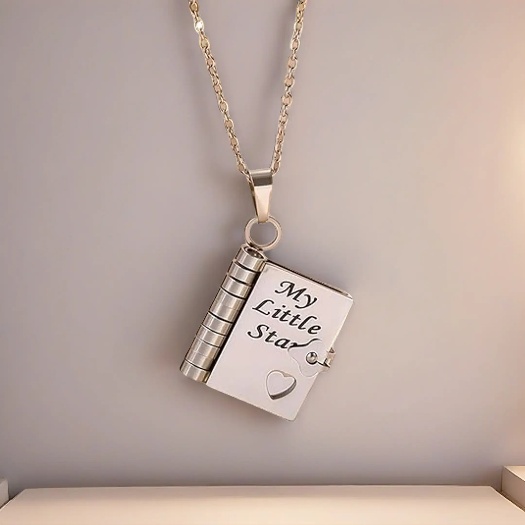 Gift for Daughter from Mom/Dad My Little Star Book Necklace for Daughter Girls Initial Non Tarnish Charm Book Message Pendant Necklace for Kids Teens Christmas Stocking Stuffers Gifts