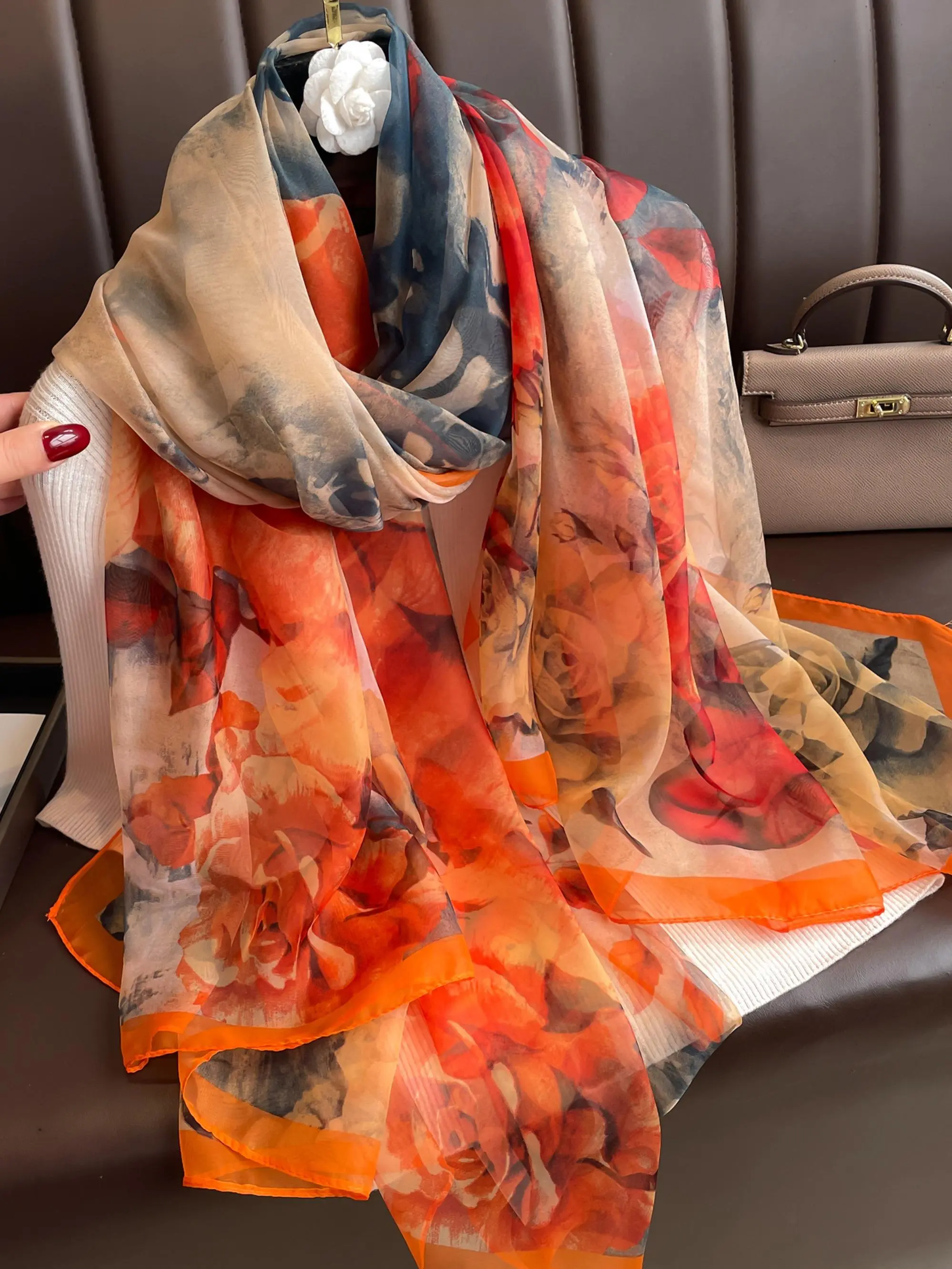 Floral Print Scarf, Fashionable Soft Comfortable Shawl for Daily Wear, Casual Versatile Multifunctional Scarf for Women & Men, Fashion Shawl Wrap
