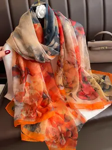 Floral Print Scarf, Fashionable Soft Comfortable Boho Style Shawl for Daily Wear, Casual Versatile Scarf for Women & Men
