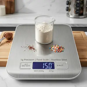 5kg/1g Multifunction Electric Digital Kitchen Food Scale LCD Display, High Precise Waterproof Measuring Scale Stainless Steel