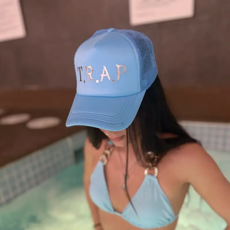 TRAP HAT in Vibrant Colors with T.R.A.P Embroidery for Stylish Outfits Baseball trucker Cap with Puff Print Vinyl and Net for Functionality