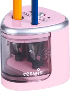 tenwin Electric Pencil Sharpener for Colored Pencils,  Operated Pencil Sharpeners for No.2 and 6-12mm Pencils, Dual Hole for Office School Artists Adults  UsePink