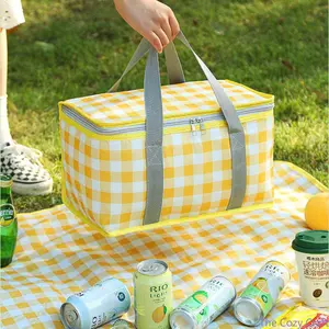 Large Capacity Portable Insulated Lunch Tote Bag, Thickened Handheld Outdoor Picnic Cooler Pouch, Waterproof Storage Carrier, Versatile Daily Accessory for Office Workers Students Camping Beach Travel & Daily Commute