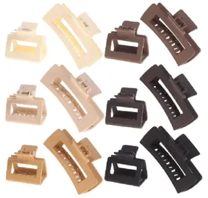 12 Pack Square Claw Clips - Big & Small Neutral Rectangle Hair Clips