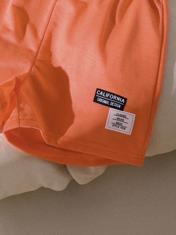 Girl's Letter Patched Crop Hoodie & Shorts & Cami Top Set, Casual Fashion Breathable Sporty Style Outfits for Daily Outdoor Wear, Kids Clothing for Summer, Kids Girls Clothing, Sporty Set, Sports Clothing Set, Sports Clothes