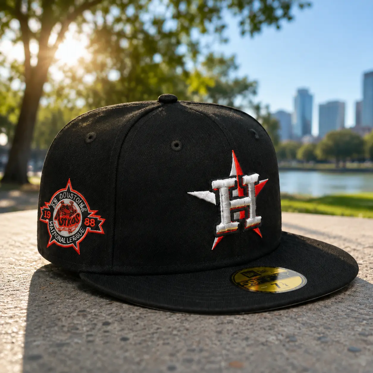 New Era Houston Astros Black Fitted Cap – Embroidered H Logo Flat Brim Baseball Hat