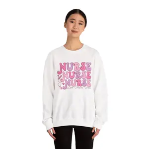pink retro nurse sweatshirt | cozy crewneck