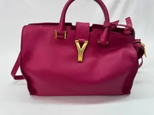 Pre-owned As Shown Crossbody Bags US0079 G15 Saint Laurent YSL Smooth Calfskin Small Y Ligne Cabas Fuchsia Shoulder Bag OH1104