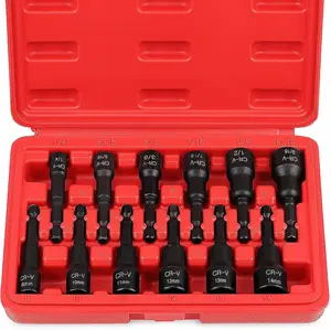 12PC Magnetic Nut Driver Set, SAE & Metric, 1/4" Quick-Change Hex Shank, Impact Rated Drill Bit Kit for Power Drivers & Wrenches