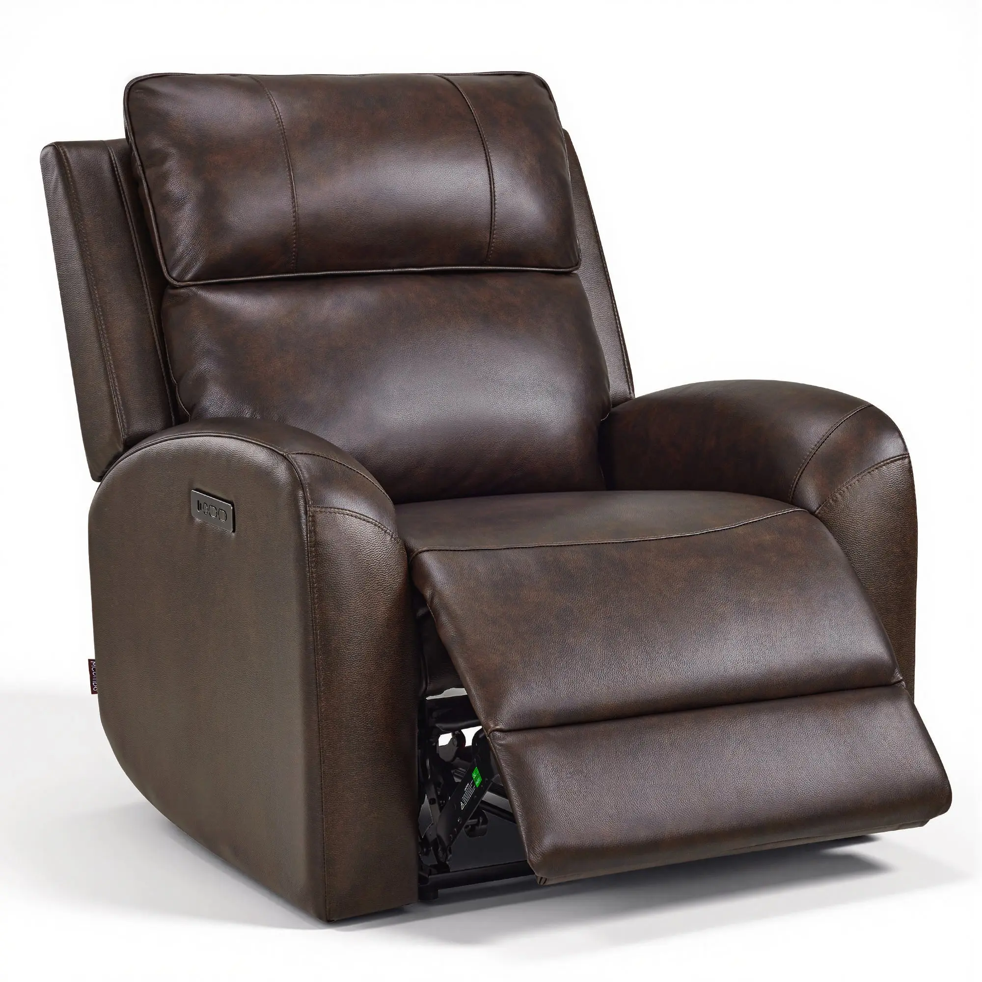 Compact Genuine Leather Wall Hugger Recliner - Adjustable Multi-Way, Power Headrest, Power Reclining Couch for Apartments, PR693