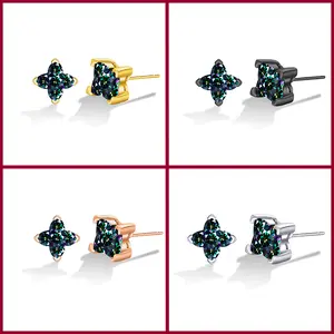 【#447 New Arrival】2.4CT Total  Unique Clover-shaped vvs Synthetic Moissanite Earrings in 925 Sterling Silver