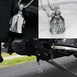 Guardian Angel Motorcycle Bell Good Luck Keychain & Drive Safe Pendant Accessories for Men Women Riding Safety