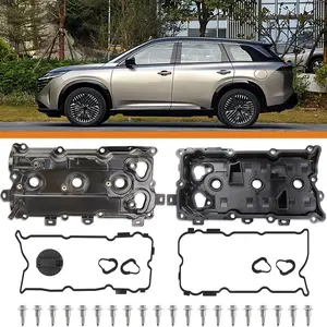 2pcs Engine Valve Cover Kit with Gasket, Screw, Oil Cap & Camshaft Rocker Cover - Heatproof, High Temp Abs Plastic, Wear-Resist Rubber Gasket, Direct Fit, Easy Install for Nissan Maxima 2009-2020, Murano 3.5L 2015-2020