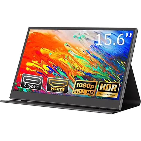 KVKID 15.6'' FHD 1080P 60Hz Portable Monitor, USB-C HDMI Ultra-Slim Portable Screen Laptop Screen Extender, Portable Computer Monitor with Smart Cover, Travel Monitor for Laptop PC Phone for Home, Outdoors