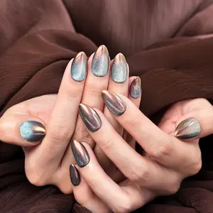 FloraNails |   F010 |   Short Almond |   Handmade Press-On Nails 10PCS |   Acrylic, Reusable, Salon-Quality, Long-Lasting, Glossy Design