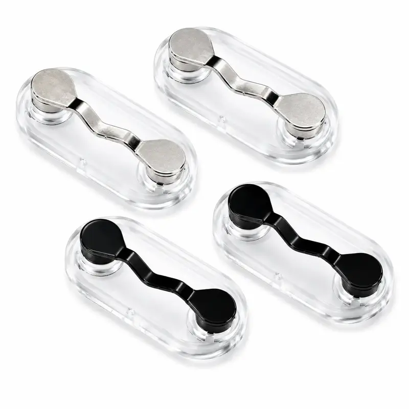 2 Pack Magnetic Eyeglass Holder Clips, Stainless Steel Black Glasses Fastener, Portable Eyewear Storage Clip for Sunglasses, Reading Glasses & Earphones,Strong Magnetic Storage Clip for Reading Glasses, Sunglasses