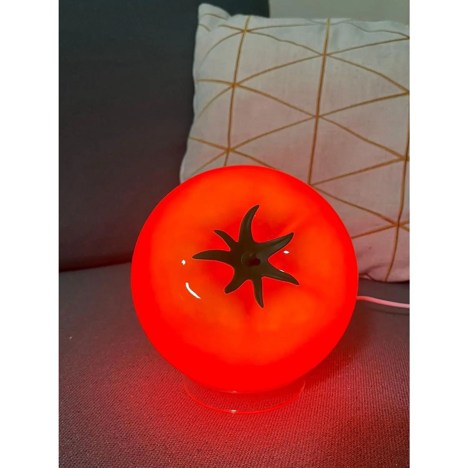 Tomato-shaped Small Table Lamp for Bedroom Kitchen Living Room Night Light Cute Kawaii Vintage Funky Home Decor for Girls Room