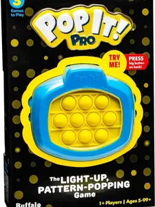 The Original Light Up, Pattern Popping, Pop It! Game from Buffalo Games ,Blue and Yellow. Best toy for stress relief game