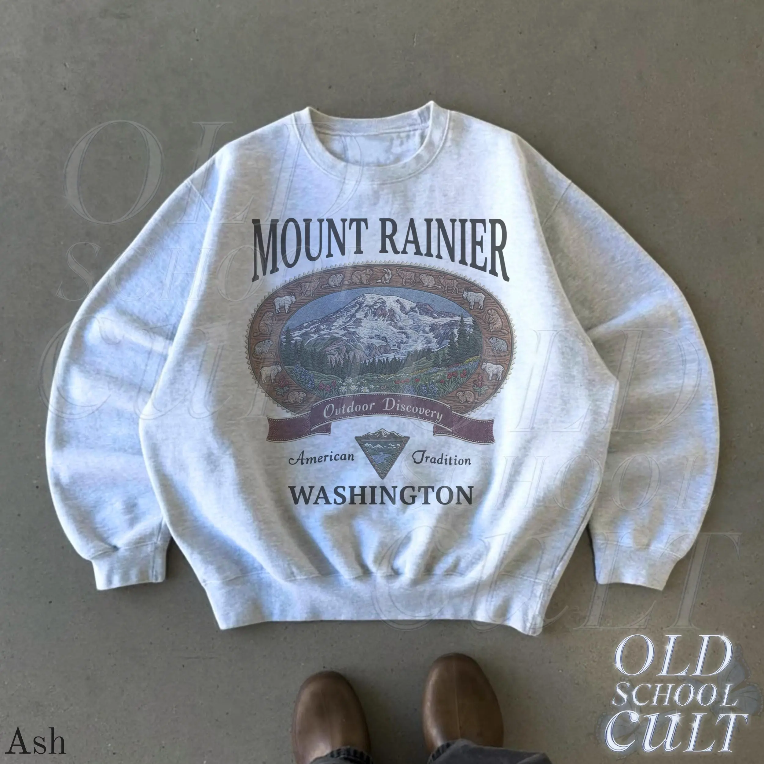 Retro Mount Rainier Washington Sweatshirt, Vintage 90s American Tradition Pacific Northwest Crewneck, Nostalgia Hiking Gift