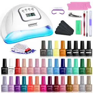 JODSONE Same Color Same Bottle 32 Colors Gel Nail Polish Set  UV Light Included | Soak Off Glitter/Matte Base Top Coat | Salon Home DIY