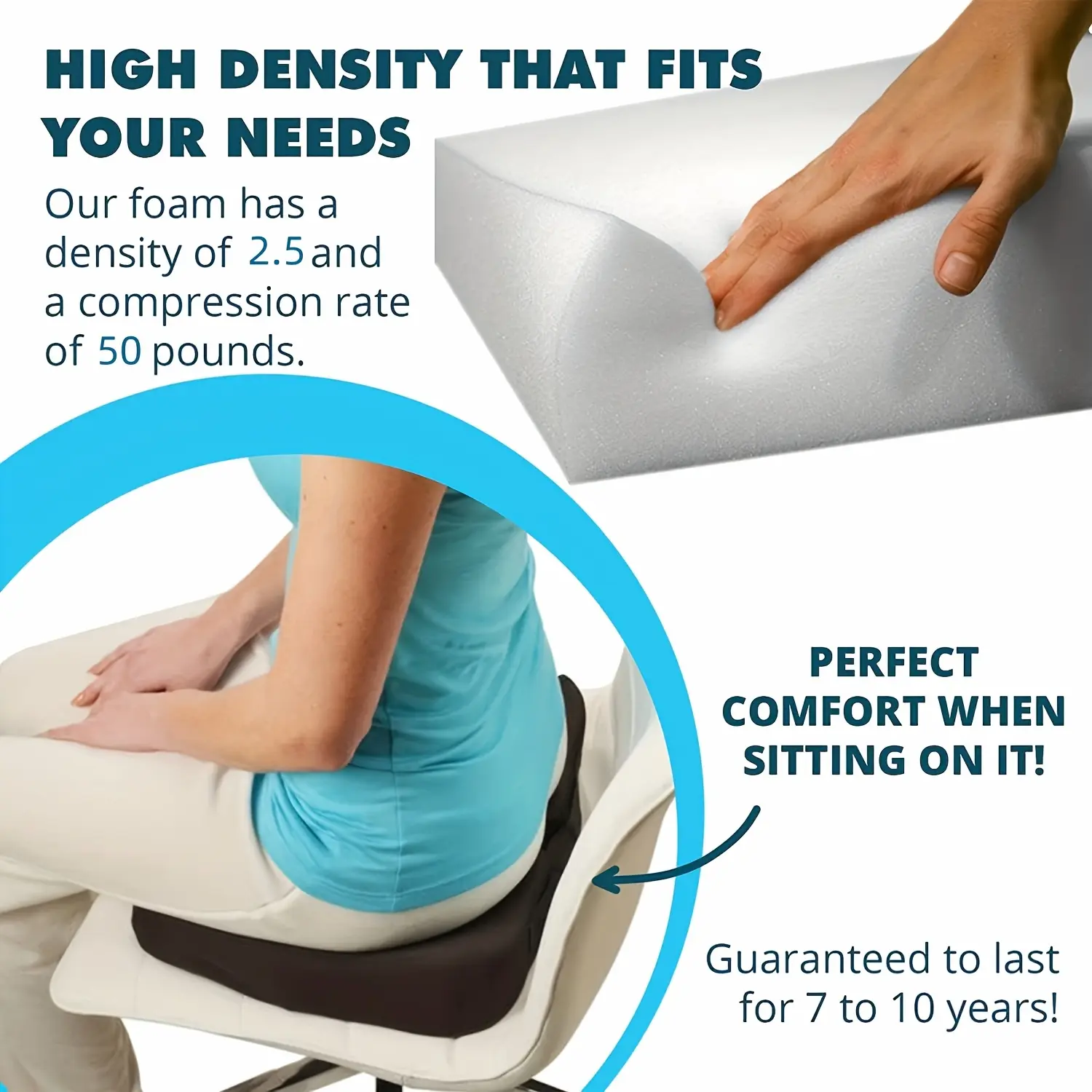 [High-Density Foam Cushions] 3pcs/6pcs High-Density Foam Sofa Cushions - Durable Resilient White Foam - 24x24 Inches, Thickness 2/3/4/5/5.9 Inches, Suitable for Indoor/Outdoor Furniture, Ideal for DIY Projects