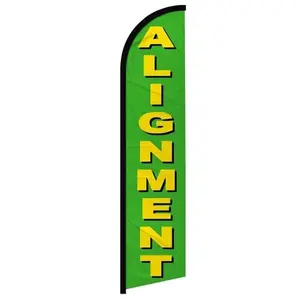 Banner Flag – Green Checkered Flag Design for Auto Service Shops, Tire Alignment Signage, Outdoor Advertising