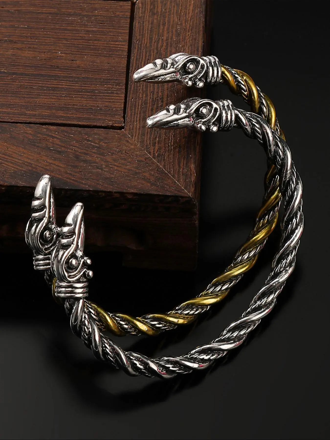 Vintage Raven Head Cuff Adjustable Men's Open Bracelet, Punk Party Hip Hop Nordic Style Accessory, Valentine's Day Father's Day Birthday Gift, Adjustable Bracelets