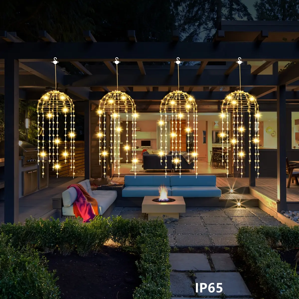 4pcs Solar LED Lights, Wire Hanging Jellyfish Lights, 8 Modes, Outdoor Home Garden Decoration, Wedding, Valentine'S Day, Outdoor Decoration, Creating Atmosphere For Courtyards, Bars, And Events, Holiday Decorative Lights