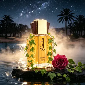 100 milliliters of mysterious Arabian man perfume spray, with long-lasting fragrance, floral-fruit-woodsy scent, suitable for sports parties, date nights, and as a gift for couples or dinner occasions.