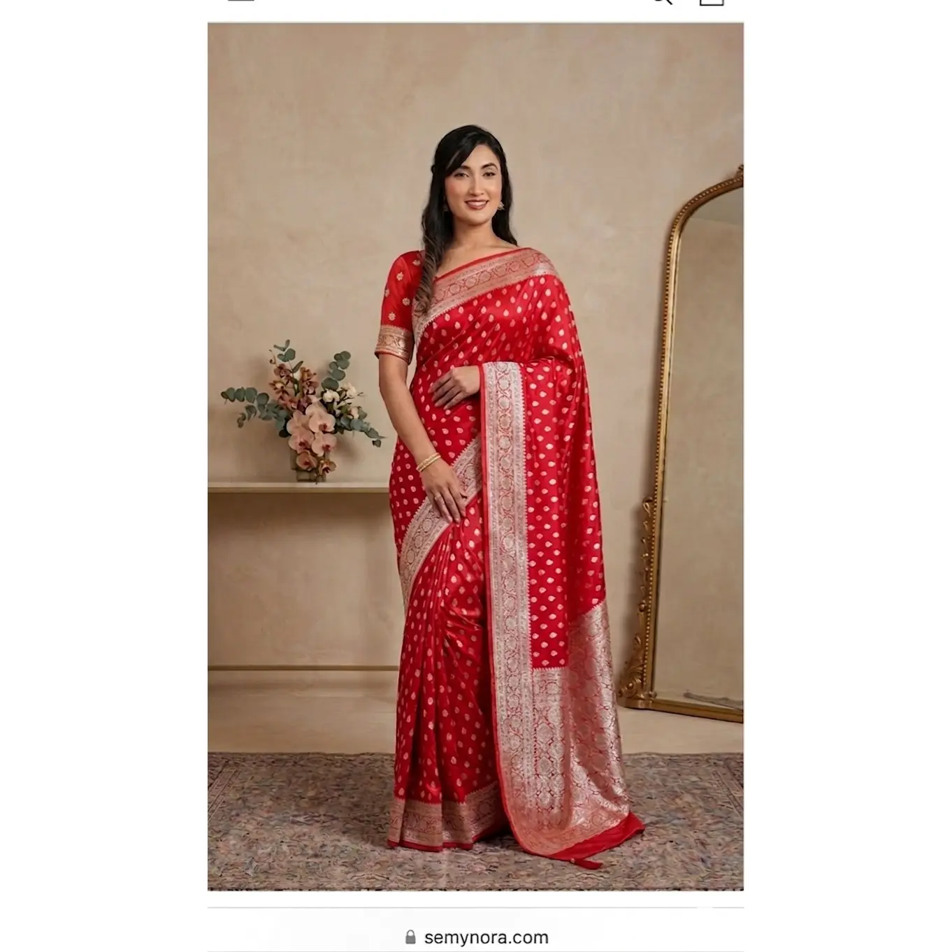 Banarasi Silk Pre-Pleated Saree with Zari Butta Work