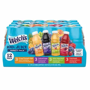 Welch's 100% Juice Variety Pack, 10 fl. oz. Bottles, 12 Pack – Assorted Fruit Flavors, No Added Sugar, Excellent Source of Vitamin C