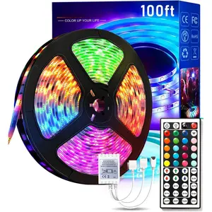 LED Lights for Bedroom 100 ft, Color Changing LED Strip Lights with 44-Key Remote, 24 Volt RGB SMD2835 Tape Lights for Bedroom, Room Decor, Indoor, IG, , DIY(44key Remote)