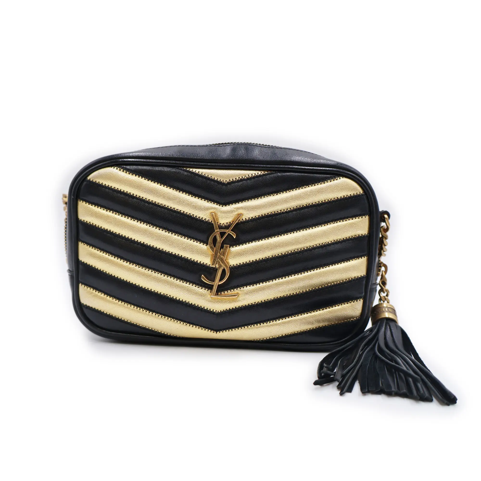 Pre-owned Yves Saint Laurent leather Crossbody Bags YSL Matelasse Monogram Calfskin Lou Camera Bag (JMG00282)