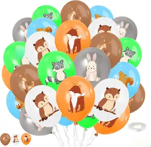 42pcs Woodland Animals Balloons Forest Animals Balloons Deer Fox Squirrel Rabbit Balloons for Woodland Themed Party Camping Birthday Baby Shower