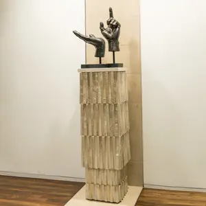 Decorating Essentials Handcrafted Stone Pedestal Stand