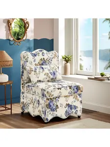 Flannel single dining chair with soft seat cushion and backrest, no armrests, matching pillow can be used as waist cushion, this dining chair can be used in the living room