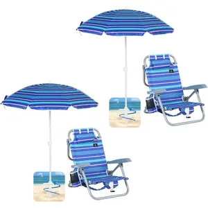 Toddler Beach Chair with Tilt Umbrella - 5 Reclining Positions, Folding Design, Ideal for Kids, Ideal for Beach and Camping Activities